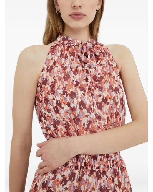 Morgan Pink Abstract-Print Smocked-Waist Maxi Dress