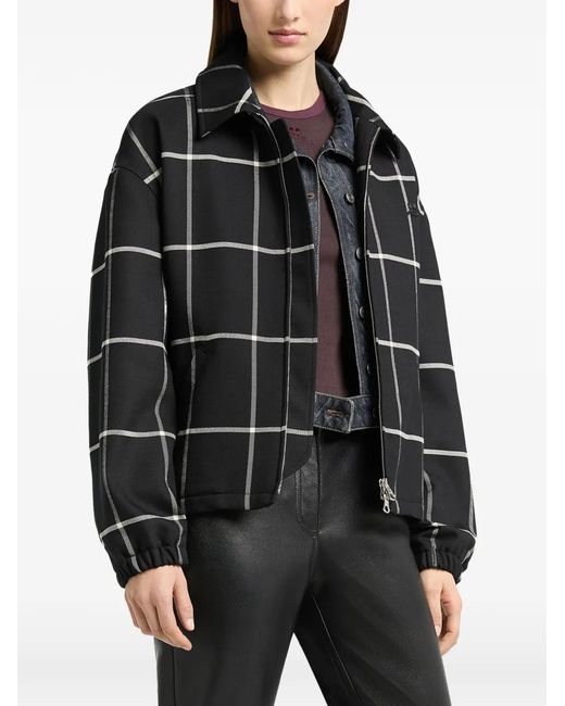 Courreges Black Checked-Pattern Bomber Jacket