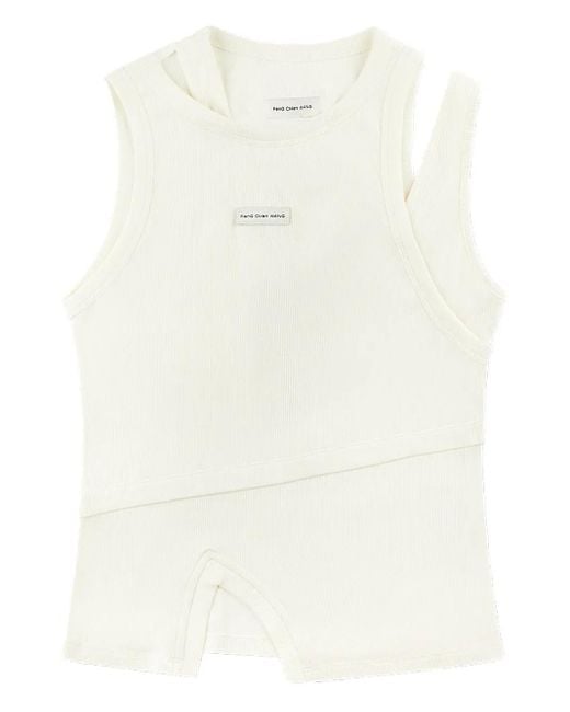 Feng Chen Wang White Logo-Patch Tank Top