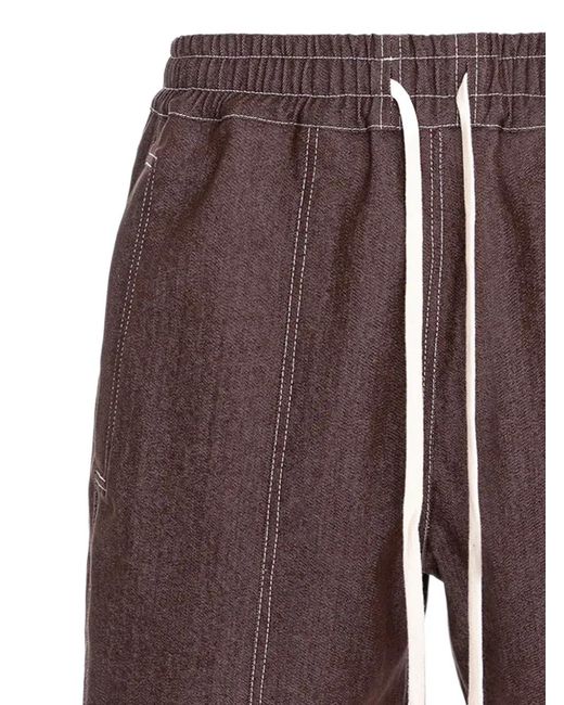 Hamza Purple Contrast-Stitch Denim Shorts for men