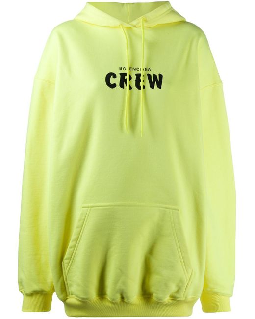 Balenciaga Baumwolle 'Crew' Oversized-Kapuzenpullover in Gelb - Lyst