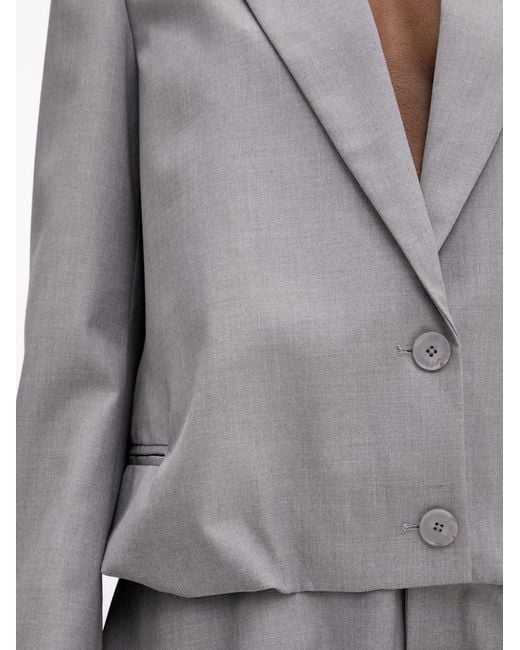 Isabelle Blanche Gray Bubble-Hem Blazer