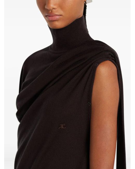 Robe Asymétrique À Col Montant Courreges en coloris Black