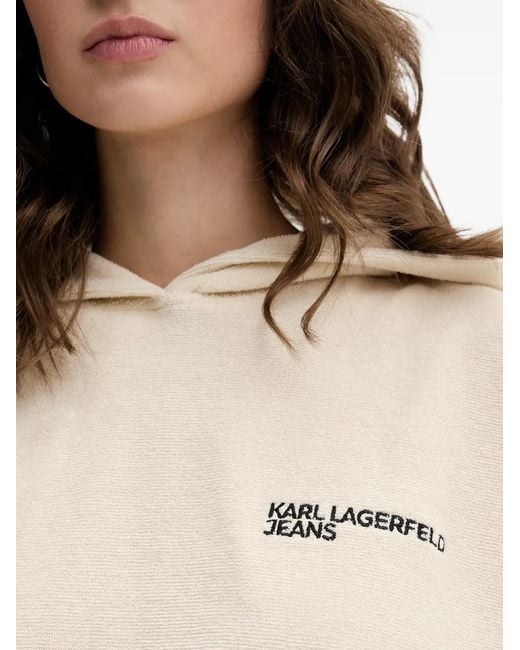 Karl Lagerfeld Blue Logo-Print Sleeveless Hoodie