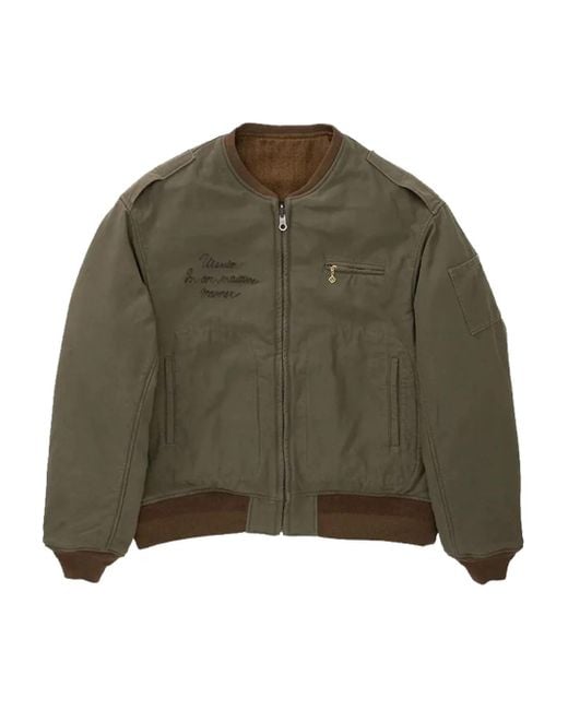 Bomber A Coste Con Ricamo di Visvim in Green da Uomo