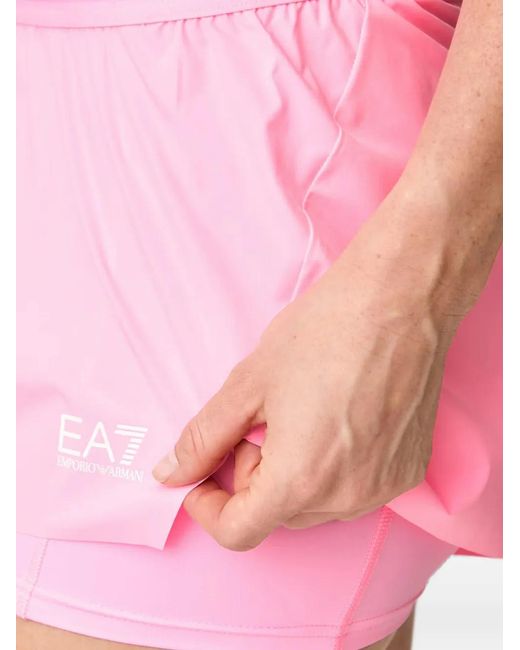 EA7 Pink Layered Logo-Print Shorts