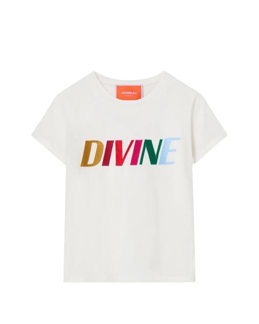 LaDoubleJ White Embroidered T-Shirt