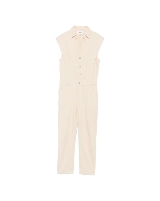 Ba&sh White Button-Up Sleeveless Jumpsuit