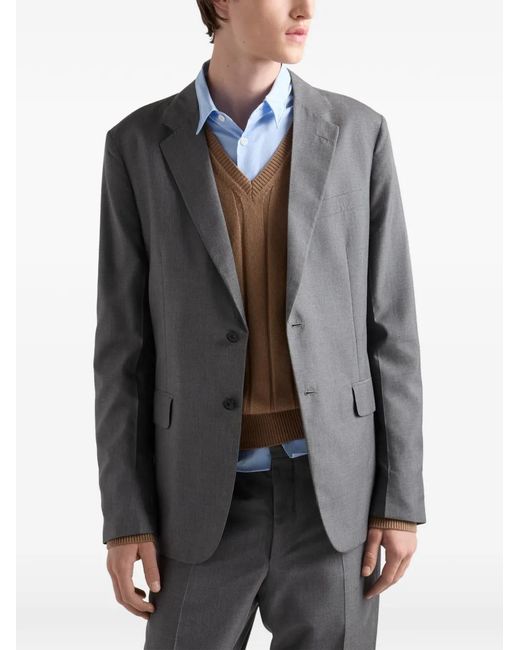 Prada Gray Single-Breasted Silk Suit for men