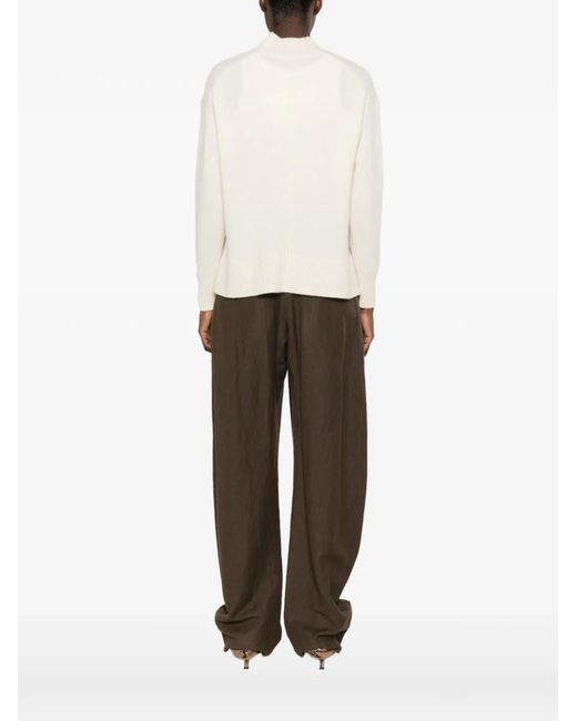 Joseph White V-Neck Side-Slit Sweater