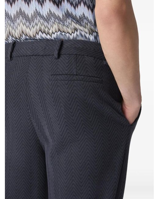 Missoni Blue Zigzag-Pattern Trousers for men
