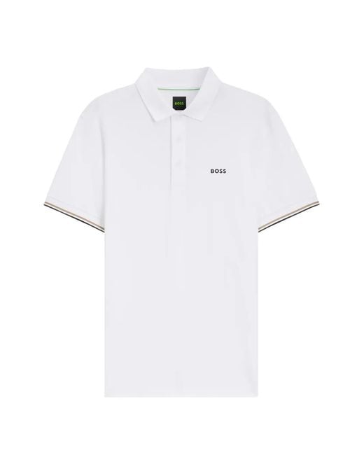 Boss White Logo-Detail Polo Shirt for men