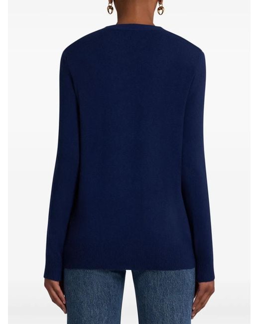 Etro Blue Cardigan With Decorative Pattern