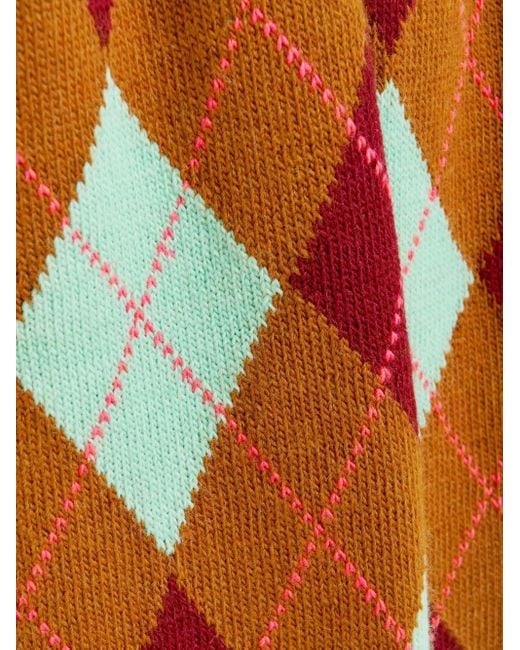 Essentiel Antwerp Red Argyle Jacquard Scarf