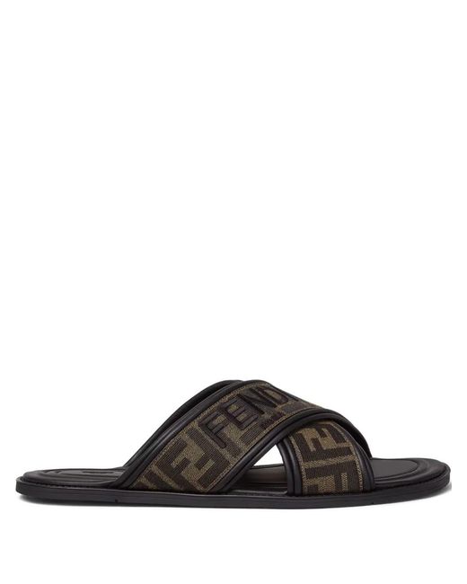 Fendi Sandalen Met Logopatroon in het Black voor heren