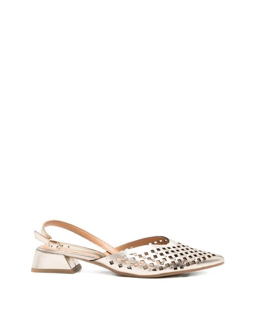 Gioseppo White Lagos Perforated Leather Pumps