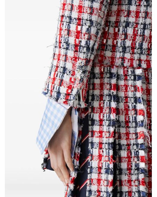 Thom Browne Red Gingham Satin Ribbon Tweed Sportcoat