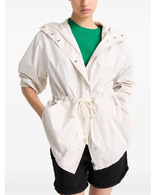 Yves Salomon White Hooded Parka Jacket