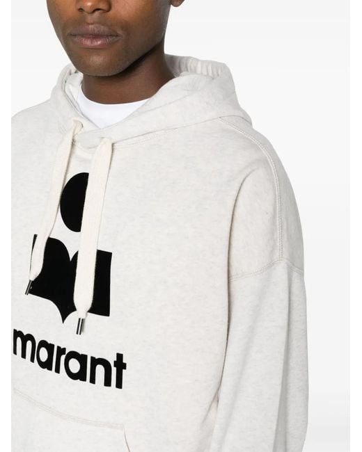 Isabel Marant White 'Miley' Hoodie With Flocked Logo for men