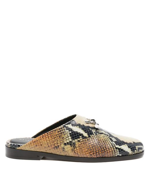 McQueen Brown Snakeskin-Effect Leather Mules