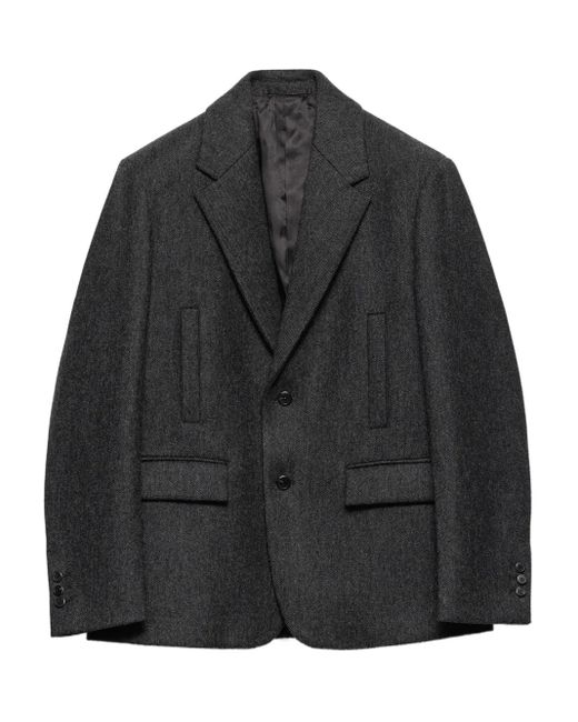 Prada Black Notch-Lapel Wool Jacket for men