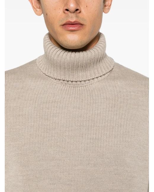 Zanone Natural Ribbed-Knit Roll-Neck Sweater for men