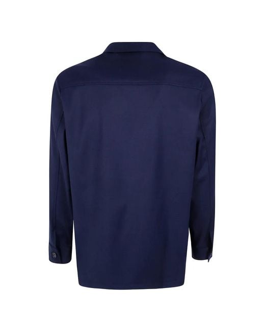 Cruna Blue Bruges Wool Shirt Jacket for men