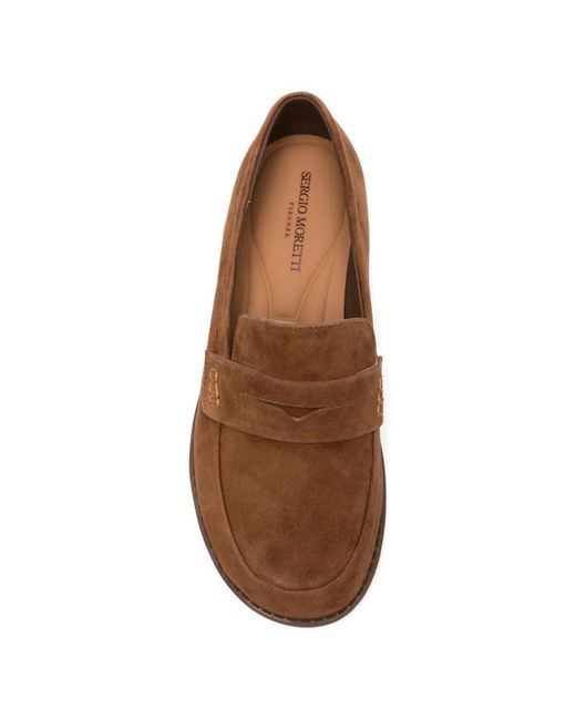 SERGIO MORETTI FIRENZE Brown Suede Penny Loafers