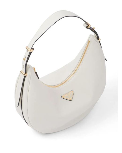Prada White Arqué Leather Shoulder Bag - Women's - Leather