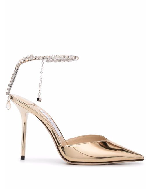 Jimmy Choo Saeda Crystalembellished Pumps in Gold (Metallic) Lyst