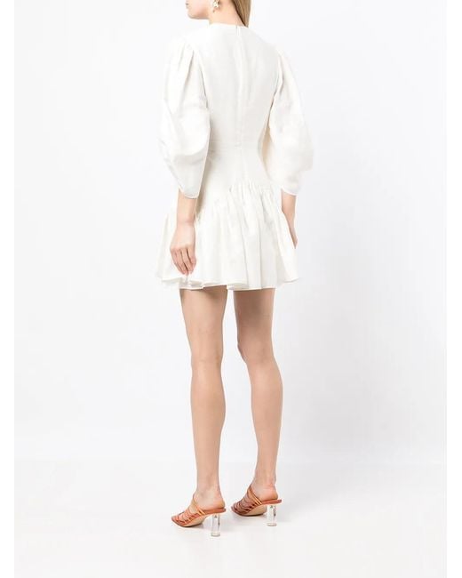 Acler White Double-Belt Flared Dress