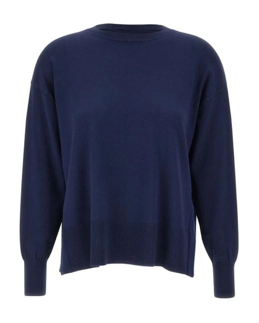 Kaos Blue Ribbed Slits Sweater