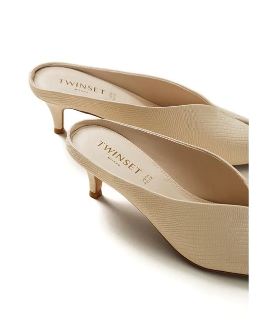 Twinset Natural Tejus-Print Mules