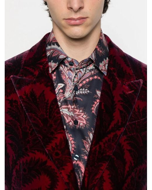 Etro Sakko aus Samt mit Paisleymuster in Red für Herren