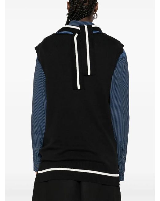 MM6 by Maison Martin Margiela Top Met Geborduurd Logo En V-Hals in het Black