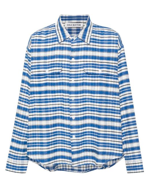 Chemise en coton à motif tartan Cole Buxton pour homme en coloris Blue