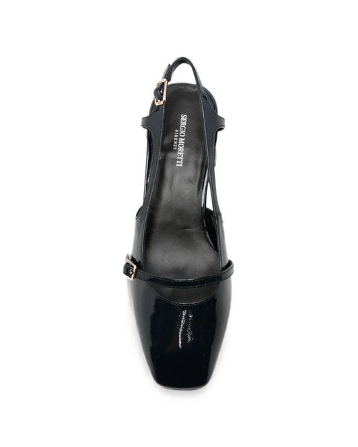 SERGIO MORETTI FIRENZE Black Buckle-Detail Slingback Pumps