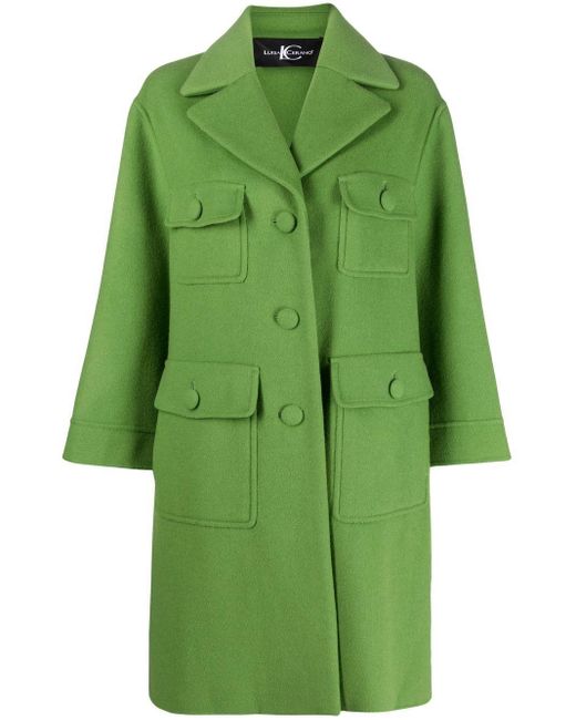 Luisa Cerano Green Multiple Flap-pocket Coat