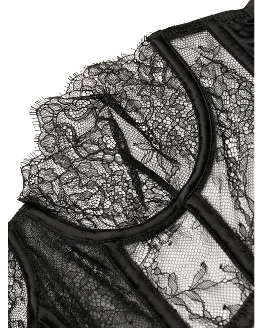 Maison Close Black Lace-Detail Bustier Bra