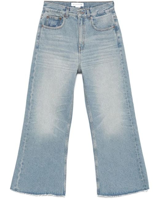 Victoria Beckham Blue Wide Leg Cropped Jeans