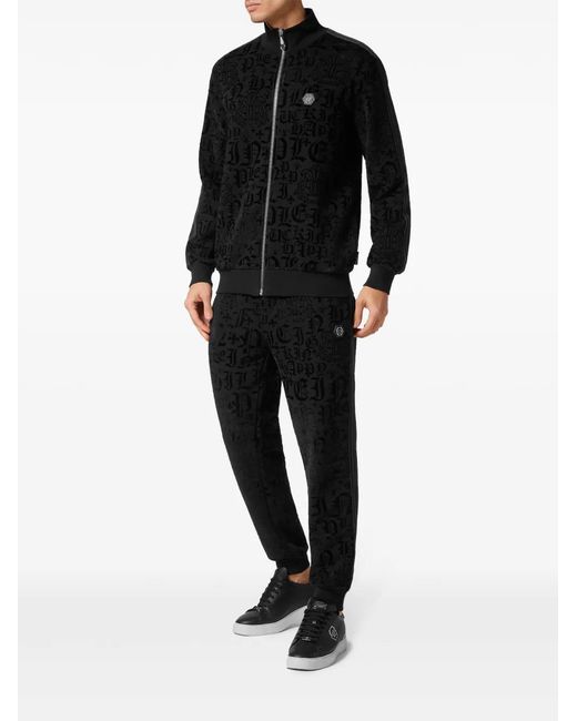 Philipp Plein Black Jogging Jacket Gothic Plein for men