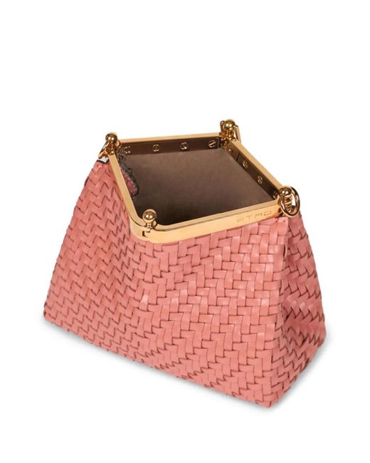Etro Red Small Vela Bag Woven Leather