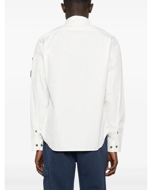 C P Company White Lens-Detail Cotton Shirt for men