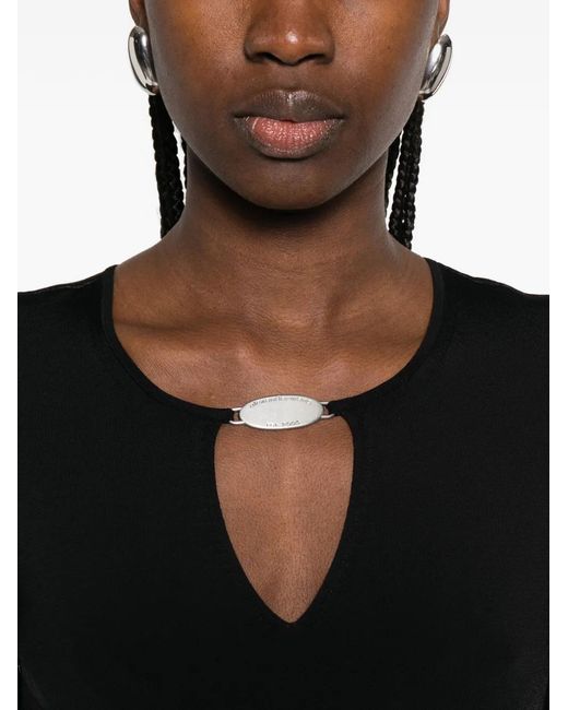 Alexander Wang Black Metal Logo V-Neck Mini Dress