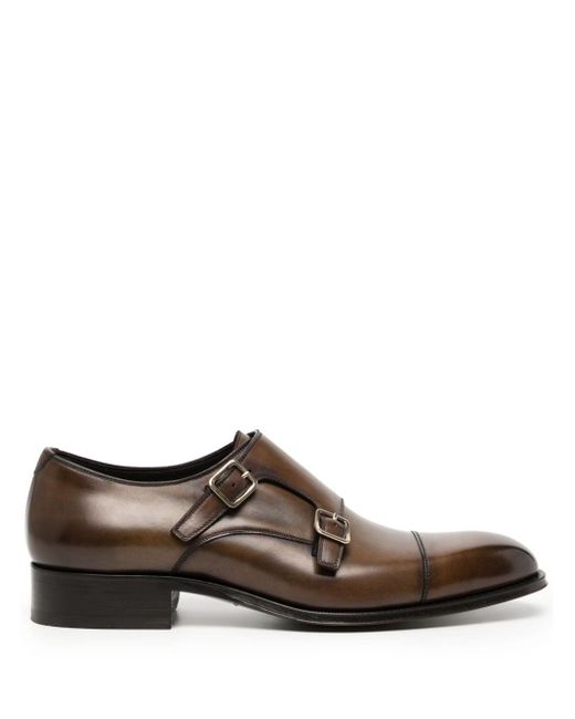 Tom Ford Brown Elkan Leather Monk Shoes for men