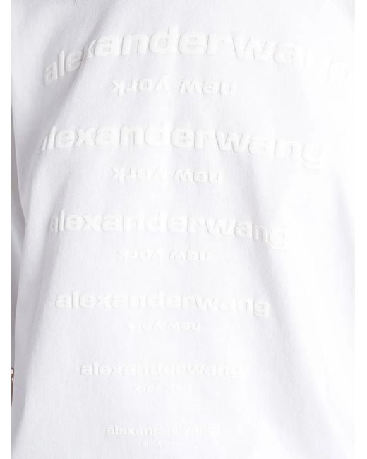 Alexander Wang White Embossed Logo-Print T-Shirt