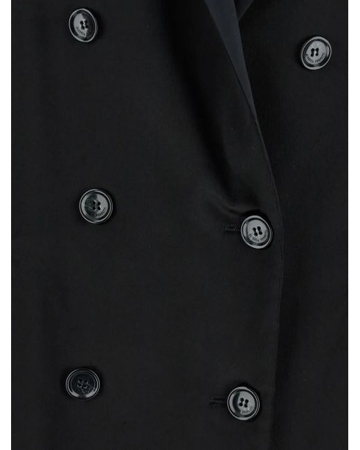 Alberta Ferretti Black Double-Breasted Satin-Lapel Jacket