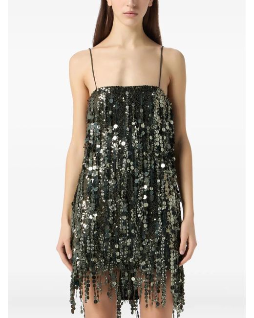 Blumarine Green Sequin-Embellished Mini Dress