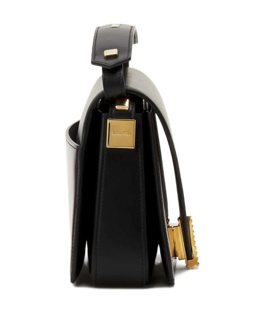 Lanvin Black Small Concerto Arpège Flap-Front Leather Crossbody Bag