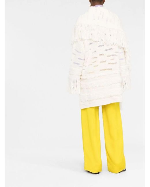 Stella McCartney White Asymmetric Fringed Cardigan